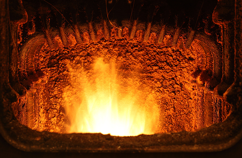 Inside of an industrial furnace